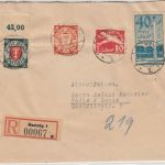 Danzig - 60 Pfg. Wappen Oberrand u.a. Einschreibebrief n. Halle 2.2.37