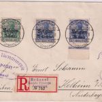 LP Belgien - Brüssel Soziale Fürsorge Ausstellung So.R-Zettel + SST R-Brief 1916