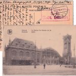 Et. West - "S.B. Ü.-St. Kortrijk" roter Ra2 Feldpostkarte Fp.Stat. Nr. 5 1916