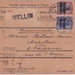 LP Belgien - 50+25 C. Germania Einschreibe-Paketkarte Wellin - Namur 1918