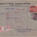 DR-Infla - 500 M. Queroval u.a. Einschreibebrief Schönau b. Chemnitz 7.7.23