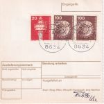 BRD - Pirmasens 1986 5,40 DM Nachnahme-Paketkarte (Selbstbucher) n. Rodach