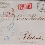 Preussen/Frankreich - Königsberg 4/4 K2 Portobrief n. Reims 1854 roter Ra1 PR3R