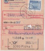 DDR - 2x50 Pfg. Aufbau/klein Einzahlungsauftrag Hausdorf/Flöha 13.9.89