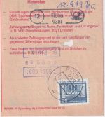 DDR - 2x50 Pfg. Aufbau/klein Einzahlungsauftrag Hausdorf/Flöha 13.9.89