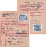 DDR - 2x50 Pfg. Aufbau/klein Einzahlungsauftrag Hausdorf/Flöha 13.9.89