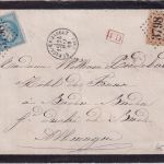 Frankreich - 20+10 C. gez. Napoleon III. Brief St. Paul ey Jarret 1869