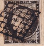 Frankreich - 20 C. Ceres geschn. Brief Hemiremont - Massevaux 1850