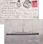 England - "Posted on the high seas" viol. L2 Karte RMSP "Avon" Lissabon 1907