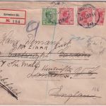 Dänemark - 3x10+5 Ö. Christian X. Einschreibebrief n. ENGLAND Kopenhagen 1915