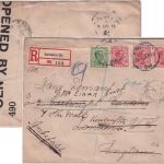 Dänemark - 3x10+5 Ö. Christian X. Einschreibebrief n. ENGLAND Kopenhagen 1915