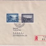 Liechtenstein - 30+10 Rp. Binnenkanal Einschreibebrief Vaduz - Basel 1943