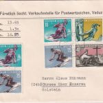 Liechtenstein - Sport III Satz u.a. Nachnahme-Einschreibebrief/FDC Vaduz 14.6.55