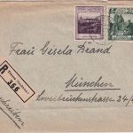 Liechtenstein - 90 Rp. Landschaften u.a. Einschreibebrief Triesen - München 1932
