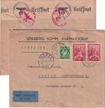 Norwegen - 2x20 Ö. Sturluson u.a. Luftpost-Zensurbrief Tonsberg - Berlin 1942