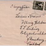 Norwegen - 2x15 Ö. Löwe/V-Aufdruck Zensurbrief Halden - Flensburg 1941