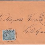 Norwegen - 4 Sk. Wappen Brief K1 Bergen - Lillehammer 1869