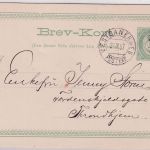 Norwegen - 5 Ö. Posthorn Ganzsache n. Trondheim Vestbanernes 1887