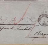 Norwegen - 4 Sk. Wappen Brief K1 Jevnager - Ringerike 1866 Weiterleitung