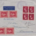 Niederlande - KLM 1st-Flug Amsterdam Curacao Luftpostbrief n. Paramaribo 1946