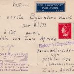 Niederlande - KLM 1st-Flug n SÜDAFRIKA Luftpostkarte Amsterdam Johannesburg 1946