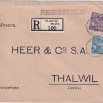 Malta - 3+2 1/2 P. George V. Einschreibebrief id. SCHWEIZ Valetta - Thalwil 1936