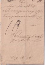 Österreich - Kuttenberg 14/4 K1 Porto-Einschreibebrief n. Schwarzbach 1860