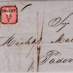 Österreich - 5+10 Kr. 2. Ausgabe Brief Ra3 Triest 15/7 n. Padua 1859