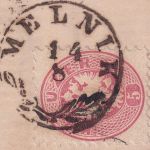 Österreich - 5 Kr. 5. Ausgabe Brief Zier-K1 Melnik 14/8 n. Prag 1866