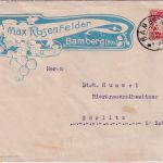 Bayern - Bamberg 1908 illustr. Firmenkuvert Max Rosenfelder