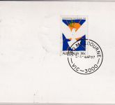 UAE - Lufthansa-Erstflug Abu Dhabi - Melbourne 1987 austral. Postlagegebühr