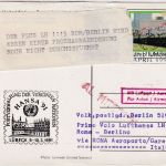 UNO New York Lufthansa Erstflug Rom Berlin 1991 Zuleitungspost/Hinweisaufkleber