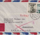 Österreich - 7 S.+40g Trachten Luftpost-Eilbrief Wien - Düsseldorf 1953 Zensur
