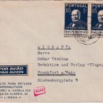 Portugal - 2x1,75 E. Rowland Hill Luftpostbrief Lissabon - Frankfurt a/M. 1941