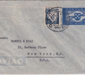 Portugal - 3,50 E. Ganzsache+Zusatz Luftpostbrief n USA Lissabon - New York 1942