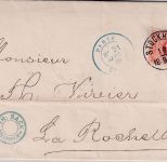Schweden - 20 Ö. Ziffer Brief n. FRANKREICH Stockholm - La Rochelle 1880
