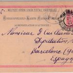 Österreich/Levante - 20 P./10 H. Ganzsache n. SPANIEN Smyrna - Barcelona 1901