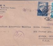Türkei - Galata 6.10.1944 Luftpostbrief n. USA/Elyria brit. u. FFL-Zensur