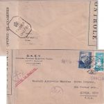 Türkei - Galata 6.10.1944 Luftpostbrief n. USA/Elyria brit. u. FFL-Zensur
