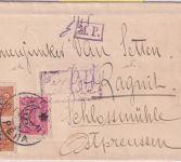 Türkei - 20+10+2x5 Pa Freimarken/Halbmond-Überdruck Zensurbrief Pera Ragnit 1916