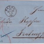 Schweiz - 20 Rp. sitz. Helvetia Brief Basel - Freiburg 1866 "Schweiz über Baden"