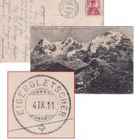 Schweiz - Eigergletscher 4. IX.11 Saisonpostamt ? Karte n. Pforzheim