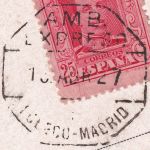 Spanien - 25 C. Alfons XIII. karte Bahnpost Toledo - Madrid 1927