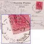 Spanien - 25 C. Alfons XIII. karte Bahnpost Toledo - Madrid 1927