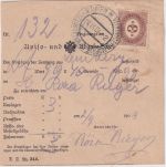 Österreich - 3 H. Portomarke Aushändigungsschein f. Wertsendung Witkowitz 1904