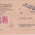Österreich - 2x30g Portomarke unfrankierter Dienstbrief Feldbach - Leoben 1950
