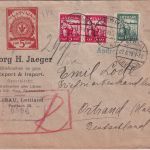 Lettland - 2x5+15 Kap. Einschreibebrief Libau - Ortrand 11.6.19 VOR-Ersttag !!