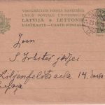 Lettland - 6 S. Staatswappen Ganzsache Riga - Liepāja 1930