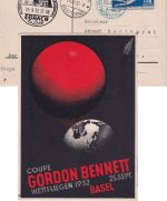 Schweiz - 1 Fr. Abrüstung Sonderkarte + SST Basel Gordon-Bennet Weltfliegen 1932