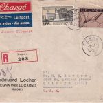 Schweiz - 2 Fr. Flugpostmarke u.a. Luftpost-Einschreibebrief n. USA Tegna 1941